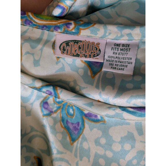 Collections Etc. Womens Paisley Kaftan Nightgown Kimono One Size Fits Most - Picture 3 of 5